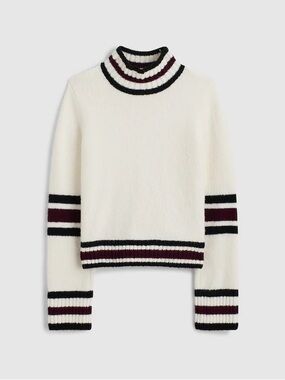 Madewell Ribbed-Trim Mockneck Sweater
Jet Black Stripe size large cotton wool